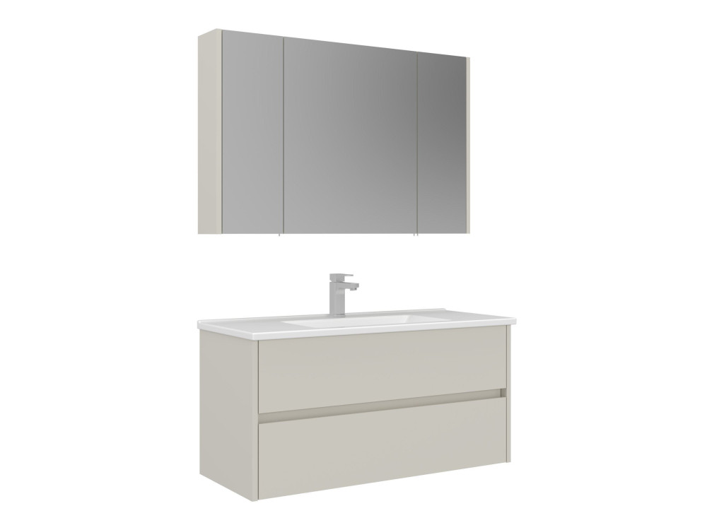 Set mobile lavabo con specchio (2 pezzi) "Arno 100" - 100 x 45 x 52 cm - Cashmere