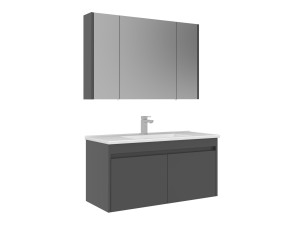Set mobile lavabo con specchio (2 pezzi) "Arno 100" - 100 x 45 x 52 cm - Grigio