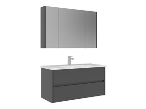 Set mobile lavabo con specchio (2 pezzi) "Arno 100" - 100 x 45 x 52 cm - Grigio