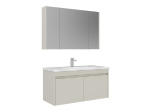 Set mobile lavabo con specchio (2 pezzi) "Arno 100" - 100 x 45 x 52 cm - Cashmere