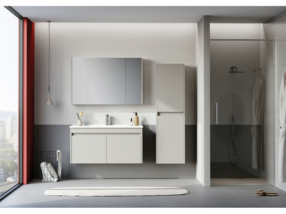 Set mobile lavabo con specchio (2 pezzi) "Arno 100" - 100 x 45 x 52 cm - Cashmere