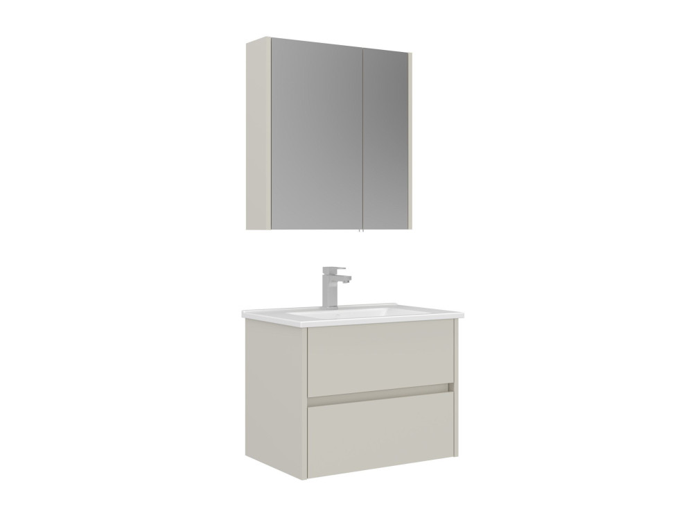 Set mobile lavabo con specchio (2 pezzi) "Arno 65" - 65 x 45 x 52 cm - Cashmere