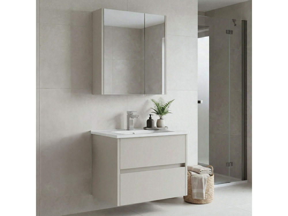 Set mobile lavabo con specchio (2 pezzi) "Arno 65" - 65 x 45 x 52 cm - Cashmere