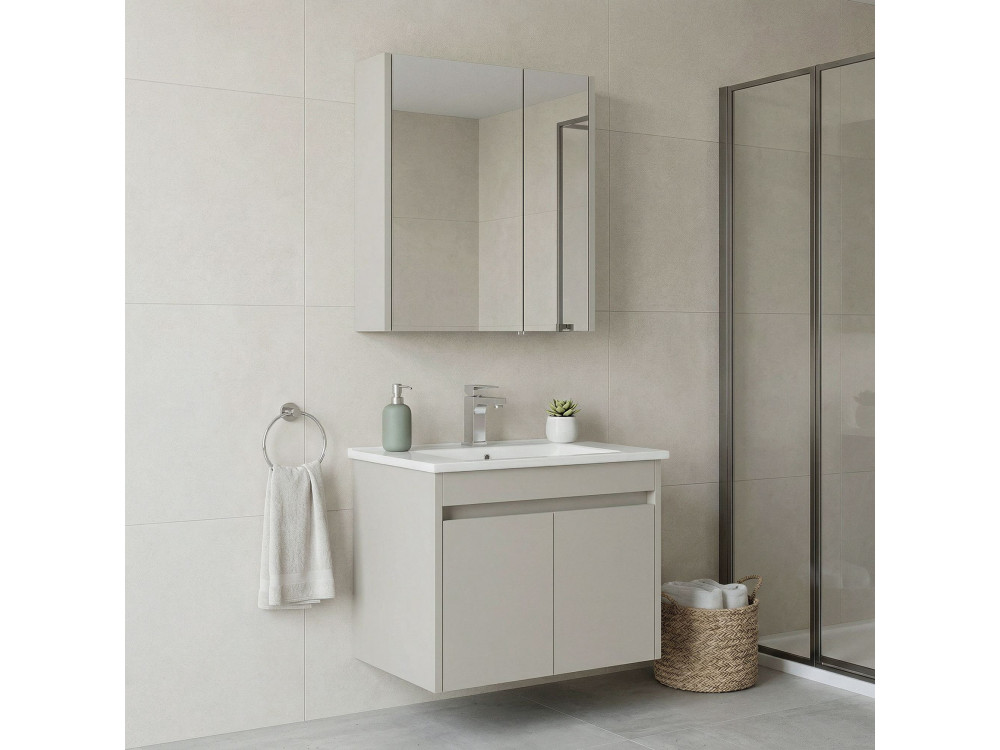 Set mobile lavabo con specchio (2 pezzi) "Arno 65" - 65 x 45 x 52 cm - Cashmere
