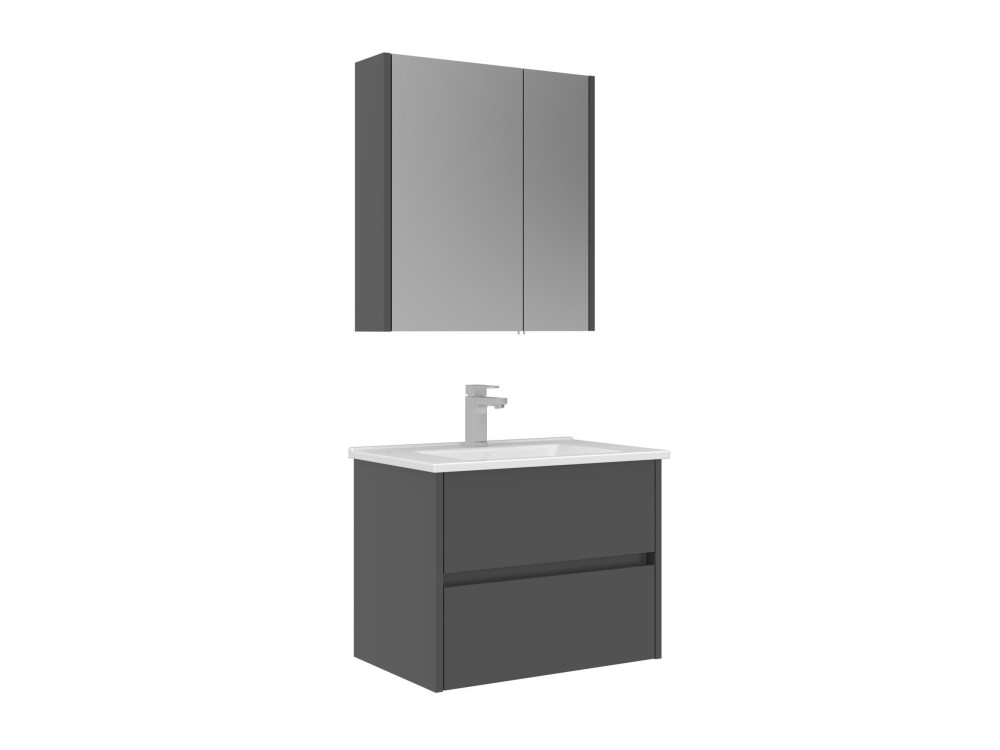 Set mobile lavabo con specchio (2 pezzi) "Arno 65" - 65 x 45 x 52 cm - Grigio