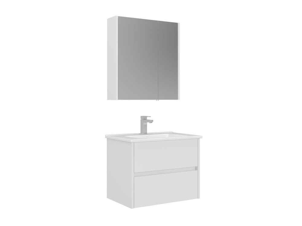 Set mobile lavabo con specchio (2 pezzi) "Arno 65" - 65 x 45 x 52 cm - Bianco