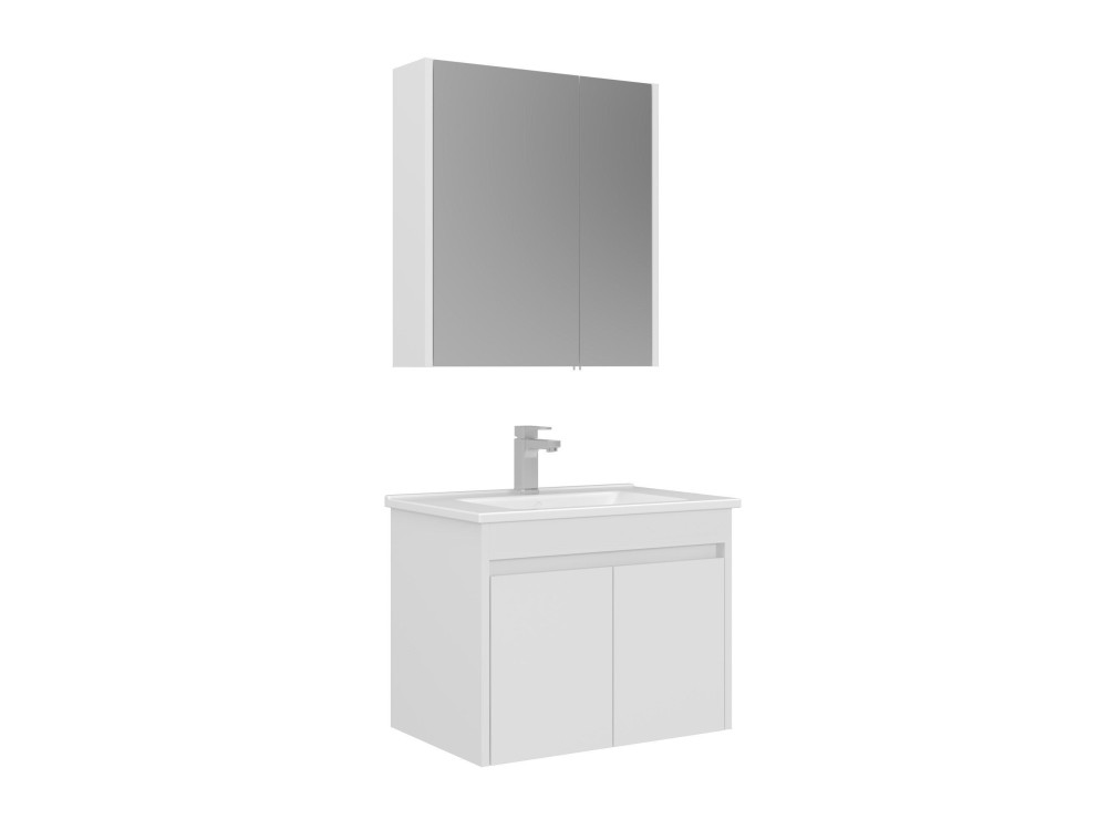 Set mobile lavabo con specchio (2 pezzi) "Arno 65" - 65 x 45 x 52 cm - Bianco