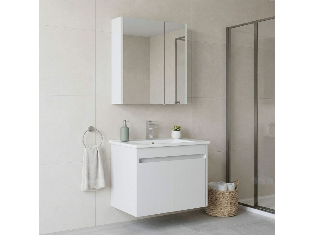 Set mobile lavabo con specchio (2 pezzi) "Arno 65" - 65 x 45 x 52 cm - Bianco