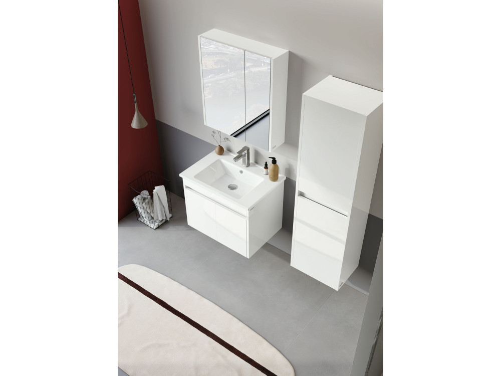 Set mobile lavabo con specchio (2 pezzi) "Arno 65" - 65 x 45 x 52 cm - Bianco