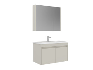 Set mobile lavabo con specchio (2 pezzi) "Arno 85" - 85 x 45 x 52 cm - Cashmere