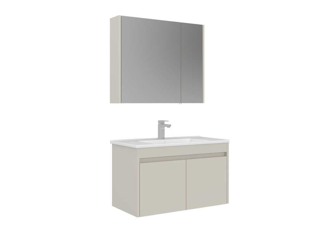 Set mobile lavabo con specchio (2 pezzi) "Arno 85" - 85 x 45 x 52 cm - Cashmere