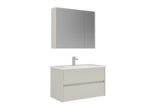 Set mobile lavabo con specchio (2 pezzi) "Arno 85" - 85 x 45 x 52 cm - Cashmere