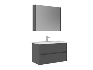 Set mobile lavabo con specchio (2 pezzi) "Arno 85" - 85 x 45 x 52 cm - Grigio