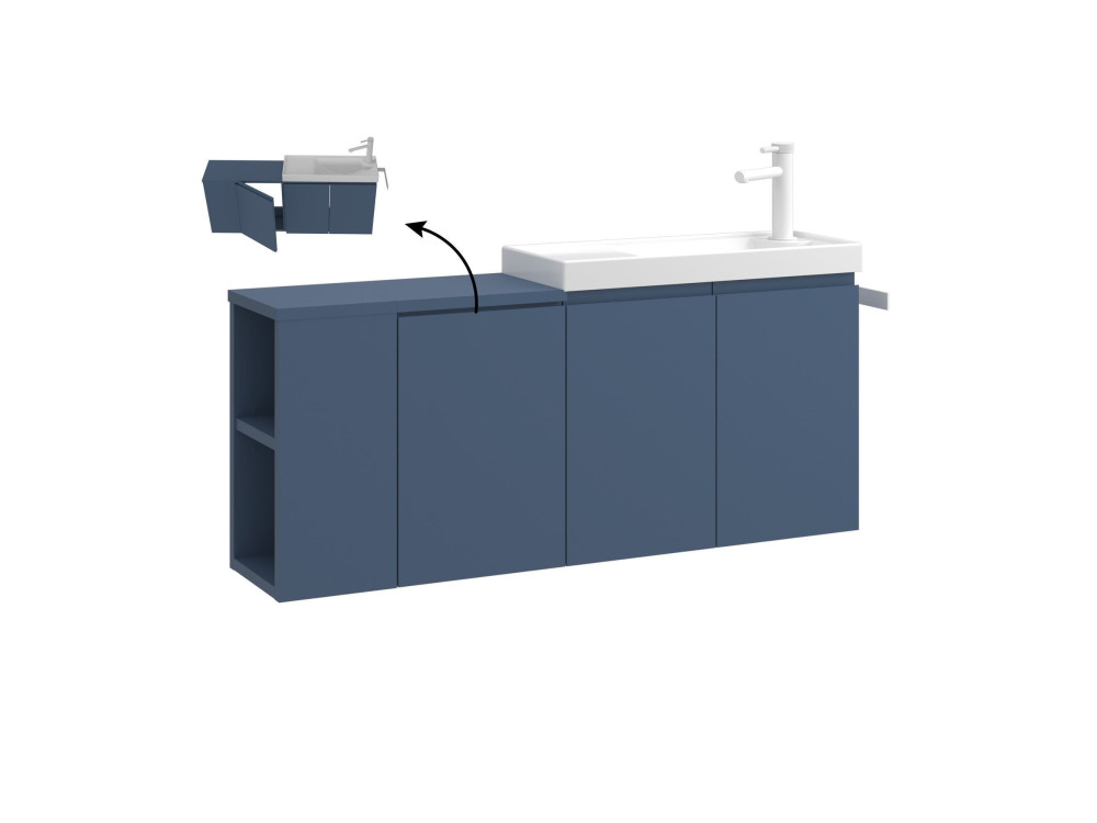 Mobile lavabo "Ferla 110" - 110 x 22 x 45 cm - Blu petrolio
