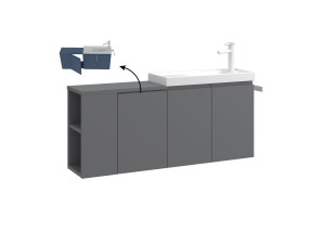 Mobile lavabo "Ferla 110" - 110 x 22 x 45 cm - Grigio opaco
