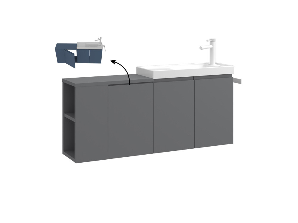 Mobile lavabo "Ferla 110" - 110 x 22 x 45 cm - Grigio opaco