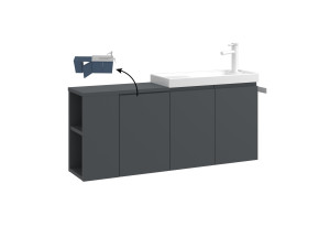 Mobile lavabo "Ferla 110" - 110 x 22 x 45 cm - Antracite opaco