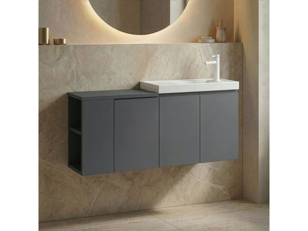 Mobile lavabo "Ferla 110" - 110 x 22 x 45 cm - Antracite opaco