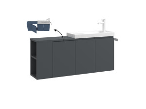 Mobile lavabo "Ferla 110" - 110 x 22 x 45 cm - Antracite opaco
