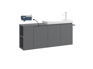 Mobile lavabo "Ferla 110" - 110 x 22 x 45 cm - Grigio opaco