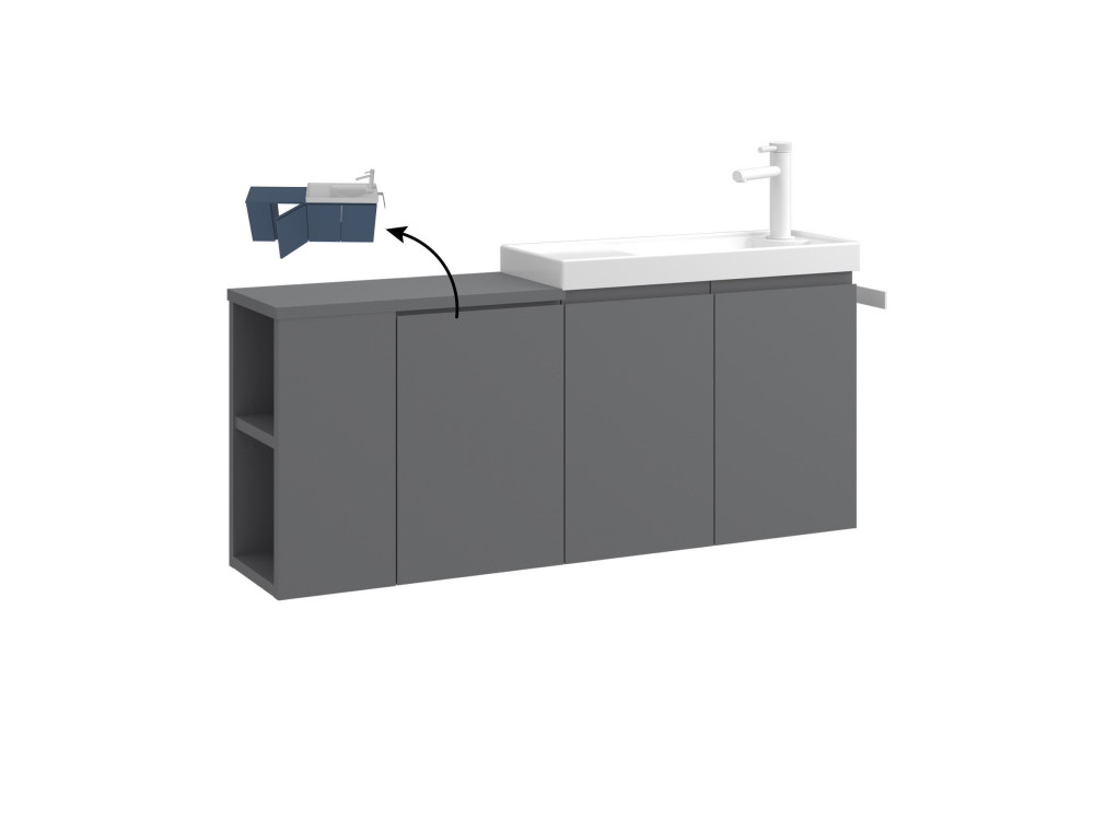 Mobile lavabo "Ferla 110" - 110 x 22 x 45 cm - Grigio opaco