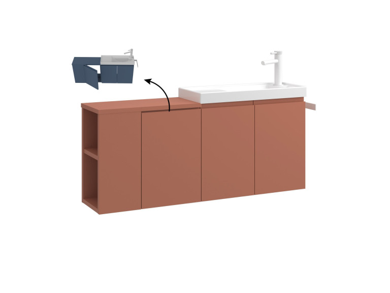 Mobile lavabo "Ferla 110" - 110 x 22 x 45 cm - Cinnamon opaco