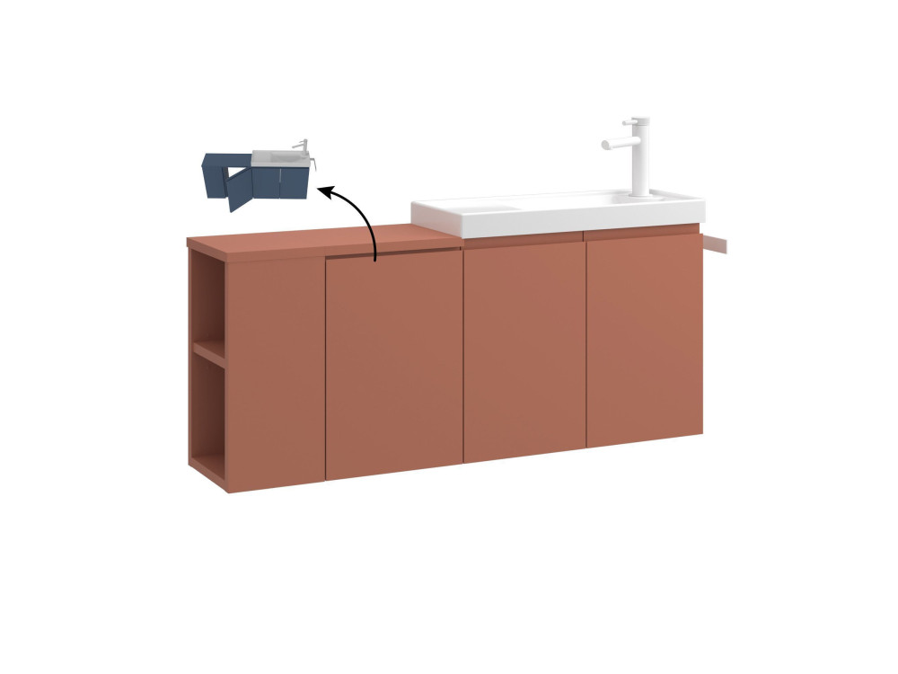 Mobile lavabo "Ferla 110" - 110 x 22 x 45 cm - Cinnamon opaco