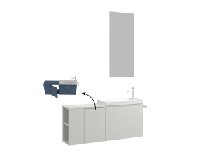 Set mobile lavabo con specchio (2 pezzi) "Ferla 110" - 110 x 22 x 45 cm - Cashmere opaco