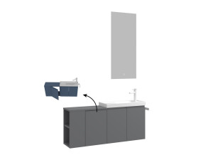 Set mobile lavabo con specchio (2 pezzi) "Ferla 110" - 110 x 22 x 45 cm - Grigio opaco