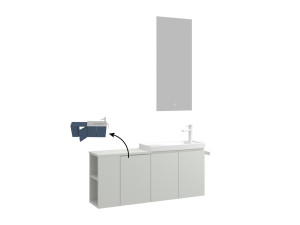 Set mobile lavabo con specchio (2 pezzi) "Ferla 110" - 40 x 22 x 45 cm - Cashmere opaco