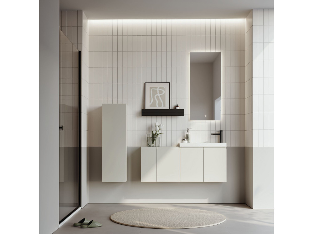Set mobile lavabo con specchio (2 pezzi) "Ferla 110" - 40 x 22 x 45 cm - Cashmere opaco