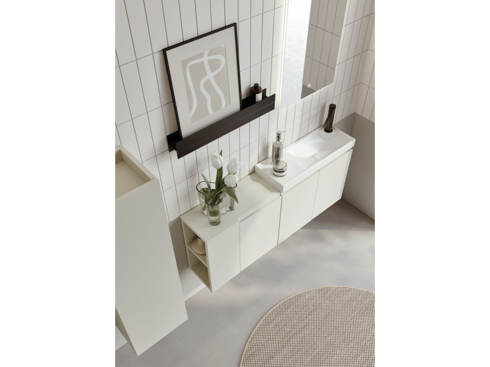 Set mobile lavabo con specchio (2 pezzi) "Ferla 110" - 40 x 22 x 45 cm - Cashmere opaco