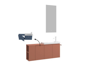 Set mobile lavabo con specchio (2 pezzi) "Ferla 110" - 110 x 22 x 45 cm - Cinnamon opaco