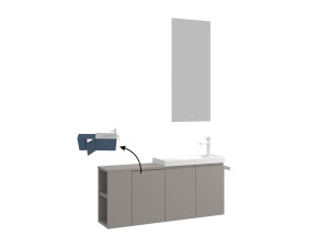 Set mobile lavabo con specchio (2 pezzi) "Ferla 110" - 110 x 22 x 45 cm - Mink opaco
