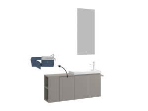 Set mobile lavabo con specchio (2 pezzi) "Ferla 110" - 110 x 22 x 45 cm - Mink opaco