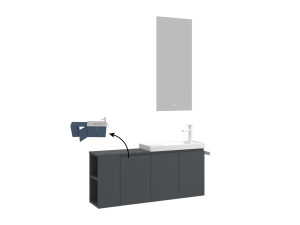Set mobile lavabo con specchio (2 pezzi) "Ferla 110" - 40 x 22 x 45 cm - Antracite opaco