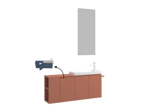 Set mobile lavabo con specchio (2 pezzi) "Ferla 110" - 110 x 22 x 45 cm - Cinnamon opaco