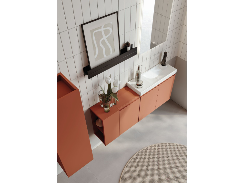 Set mobile lavabo con specchio (2 pezzi) "Ferla 110" - 110 x 22 x 45 cm - Cinnamon opaco
