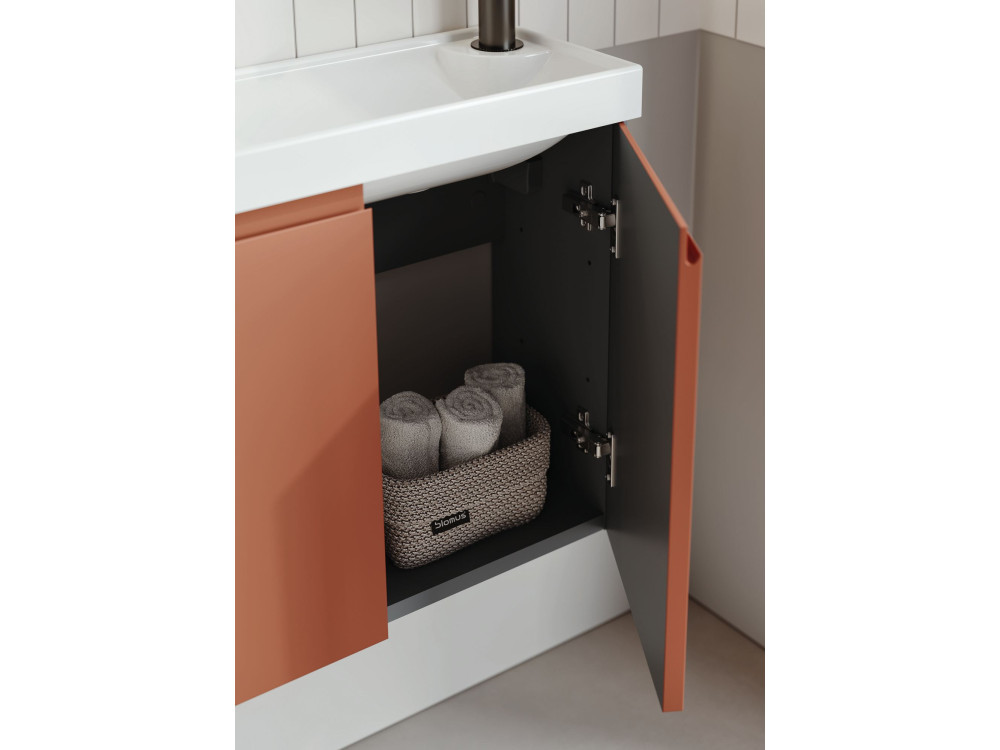 Set mobile lavabo con specchio (2 pezzi) "Ferla 110" - 110 x 22 x 45 cm - Cinnamon opaco