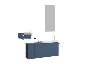 Set mobile lavabo con specchio (2 pezzi) "Ferla 110" - 110 x 22 x 45 cm - Blu opaco