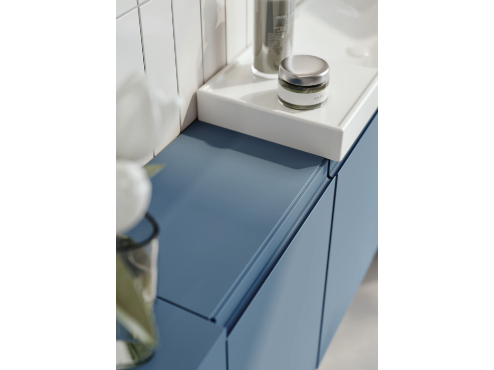 Set mobile lavabo con specchio (2 pezzi) "Ferla 110" - 110 x 22 x 45 cm - Blu opaco