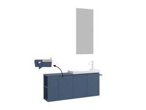 Set mobile lavabo con specchio (2 pezzi) "Ferla 110" - 40 x 22 x 45 cm - Blu opaco