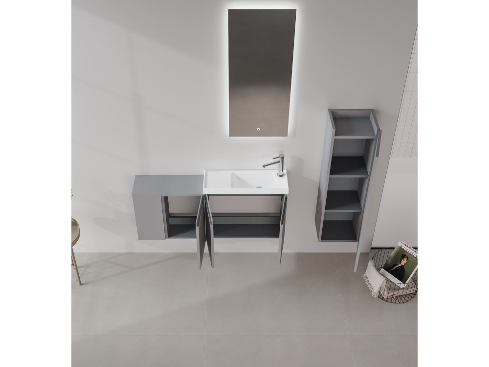 Set mobile lavabo con specchio (2 pezzi) "Ferla 110" - 40 x 22 x 45 cm - Grigio opaco