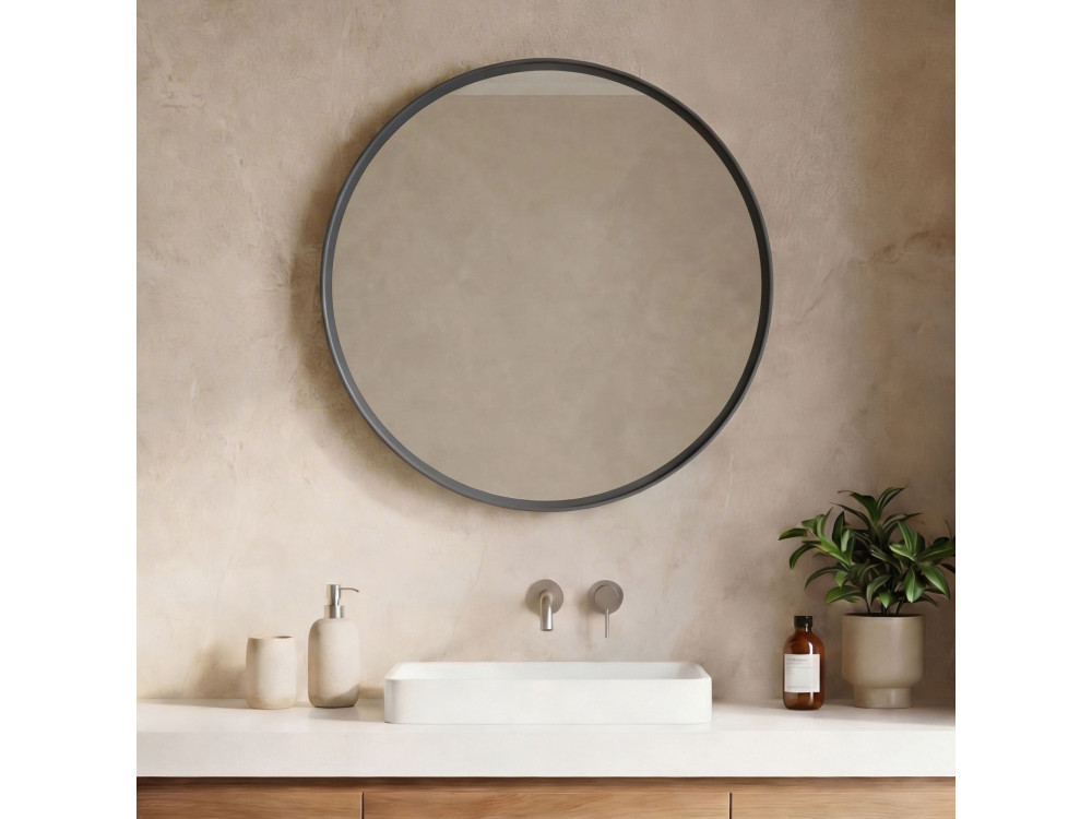 Specchio decorativo in legno "Moonlight 90 v2" - 90 x 7 x 90 cm - Antracite opaco