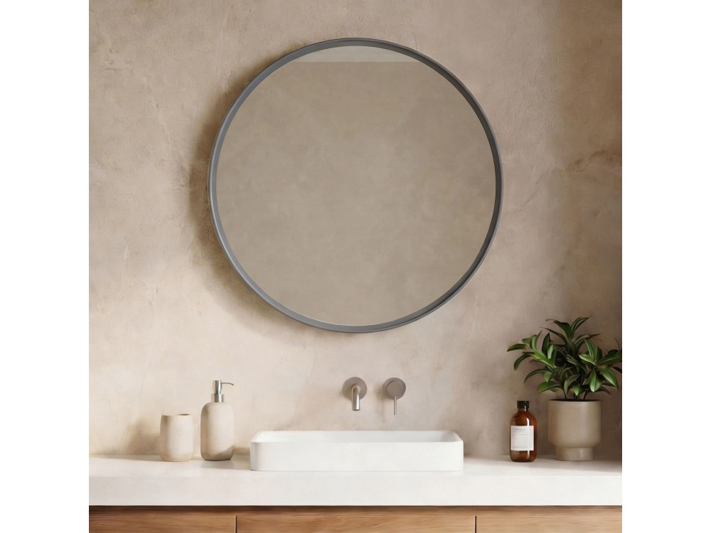 Specchio decorativo in legno "Moonlight 90 v2" - 90 x 7 x 90 cm - Grigio opaco