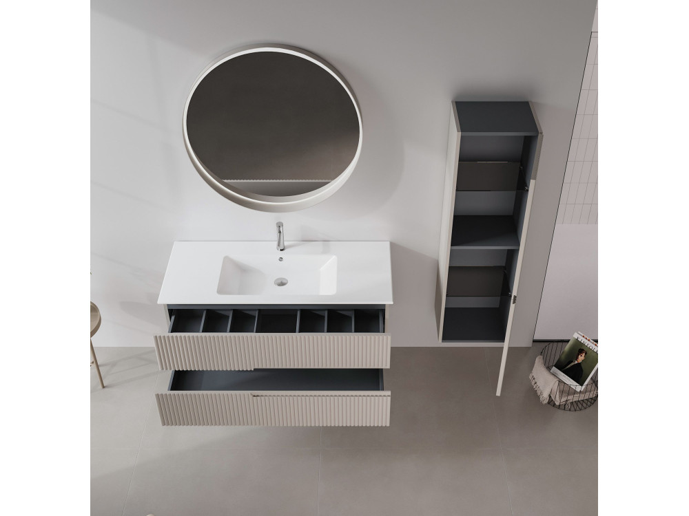 Specchio decorativo in legno "Moonlight 90 v2" - 90 x 7 x 90 cm - Matte Mink