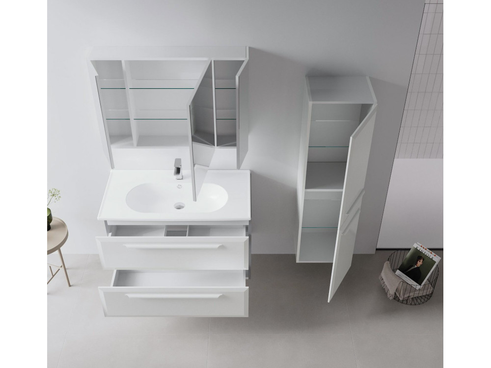 Mobile da bagno con specchio "Nuvola 100 v2" - 97 x 16 x 66 cm - Cashmere