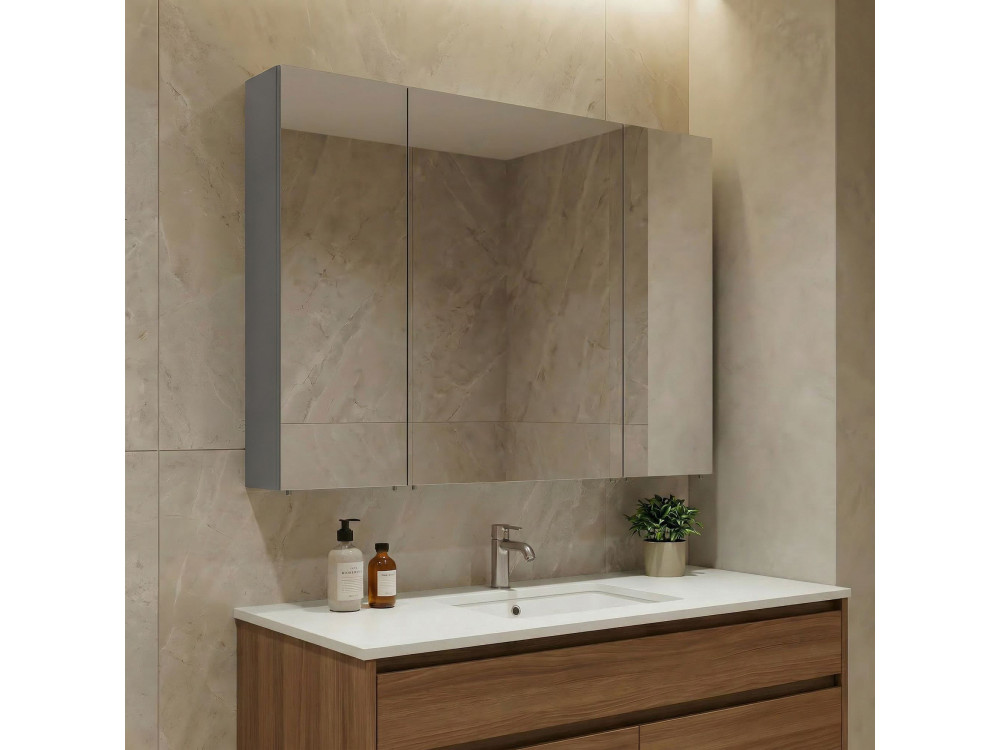 Mobile da bagno con specchio "Nuvola 100 v2" - 97 x 16 x 66 cm - Grigio
