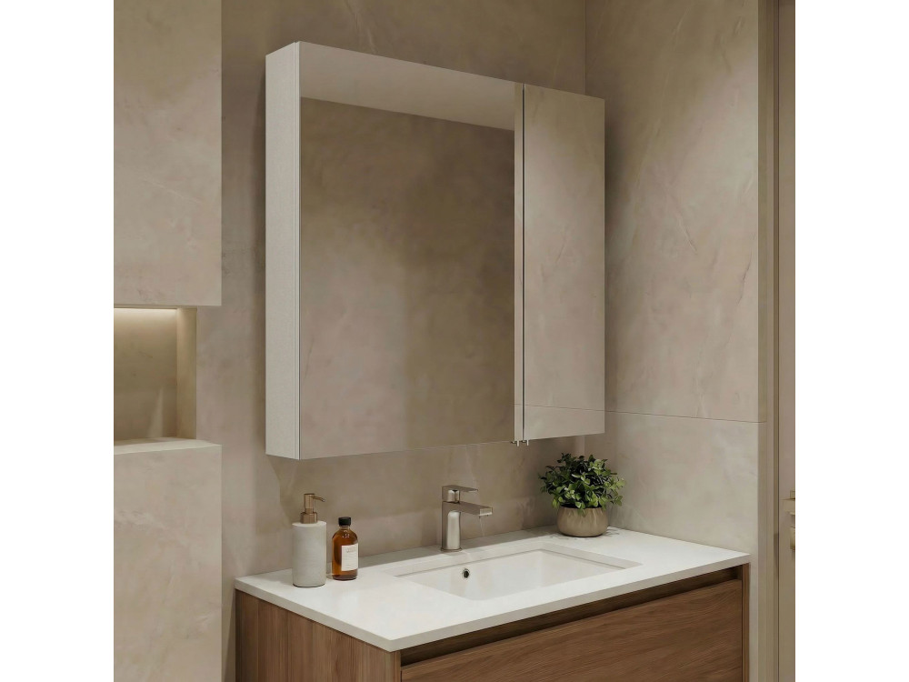 Mobile da bagno con specchio "Nuvola 60 v2" - 66 x 16 x 60 cm - Cashmere