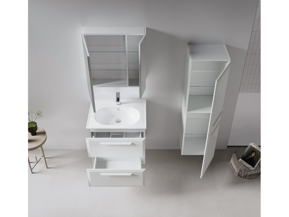 Mobile da bagno con specchio "Nuvola 60 v2" - 66 x 16 x 60 cm - Cashmere
